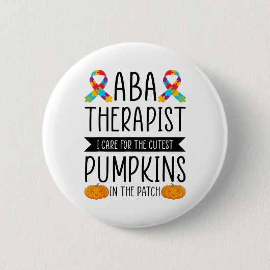 Aby Therapist Halloween Costume Pumpkins Verhalten Button (Vorderseite)