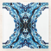 Abyss Abstract Navy Blue Gold White Fluid Art Glasuntersetzer (Vorderseite)