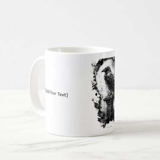 Abyssal Gaze Heavy Metal Raven Skull Mug Kaffeetasse (Vorderseite Links)