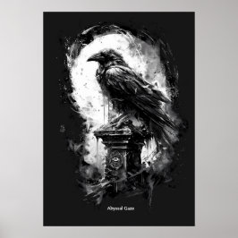 Abyssal Gaze Heavy Metal Raven Skull Poster