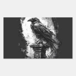Abyssal Gaze Heavy Metal Raven Skull Rechteckiger Aufkleber