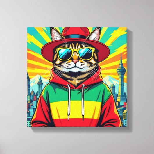 ABYSSINER-GROSSSTADTKATZE LEINWANDDRUCK (Vorderseite)