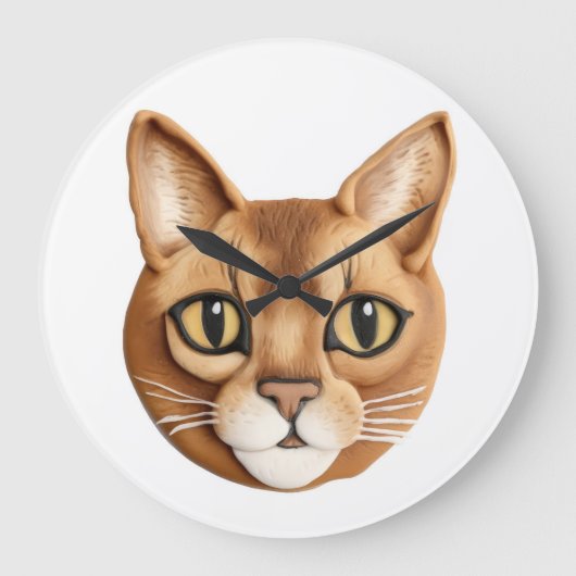 Abyssinian Cat 3D Inspiriert Große Wanduhr (Vorderseite)