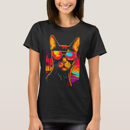 Abyssinian Cat Beach Party T-Shirt (Vorderseite)