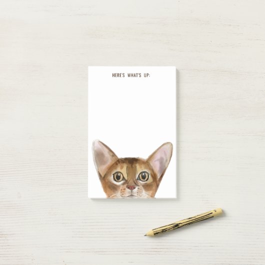 Abyssinian Cat | Bearbeitbarer Text | Hier ist, wa Post-it Klebezettel (Auf Schreibtisch)