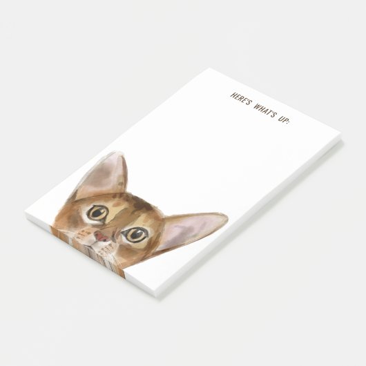 Abyssinian Cat | Bearbeitbarer Text | Hier ist, wa Post-it Klebezettel (angewinkelt)