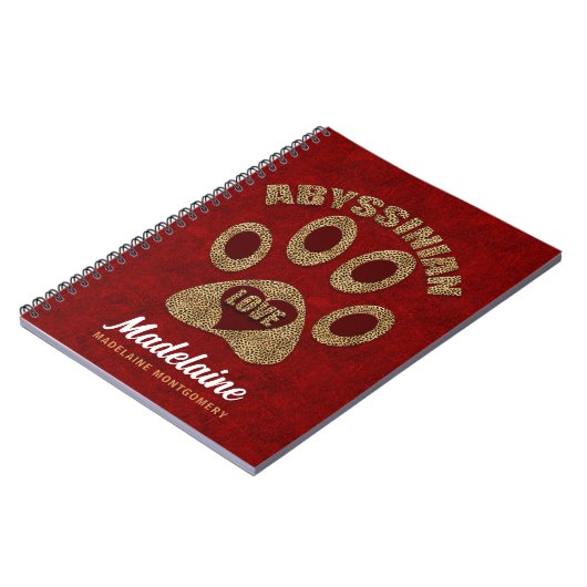 Abyssinian Cat Breed Custom Red Cheetah Notizblock (Linke Seite)