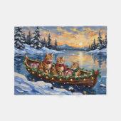 Abyssinian Cat Christmas Boat Holiday Fleecedecke (Vorderseite (Horizontal))