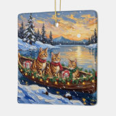 Abyssinian Cat Christmas Boat Holiday Keramikornament (Links)