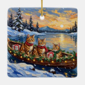 Abyssinian Cat Christmas Boat Holiday Keramikornament (Rückseite)