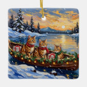 Abyssinian Cat Christmas Boat Holiday Keramikornament (Vorderseite)