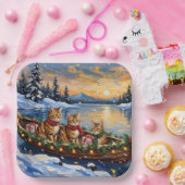 Abyssinian Cat Christmas Boat Holiday Pappteller (Party)