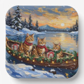 Abyssinian Cat Christmas Boat Holiday Pappteller (Vorderseite)