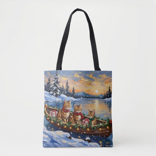 Abyssinian Cat Christmas Boat Holiday Tasche (Vorderseite)