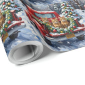Abyssinian Cat Christmas Red Truck Holiday Geschenkpapier (Rolleneckpunkt)