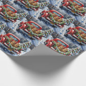 Abyssinian Cat Christmas Red Truck Holiday Geschenkpapier (Ecke)