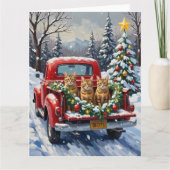 Abyssinian Cat Christmas Red Truck Holiday Karte (Vorderseite)