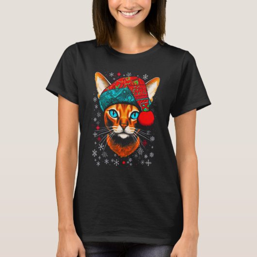 Abyssinian Cat Christmas T-Shirt (Vorderseite)