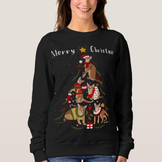 Abyssinian Cat Christmas Tree Xmas Cat Lover Sweatshirt (Vorderseite)
