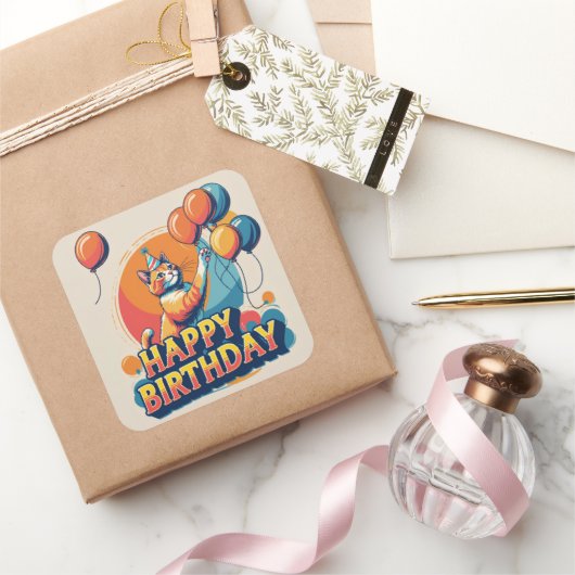 Abyssinian Cat Colorful Quadratischer Aufkleber (Schenken)