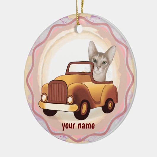 Abyssinian Cat Driving Car Ornament (Links)