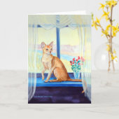 Abyssinian Cat Greeting Cards Karte (Gelbe Blume)