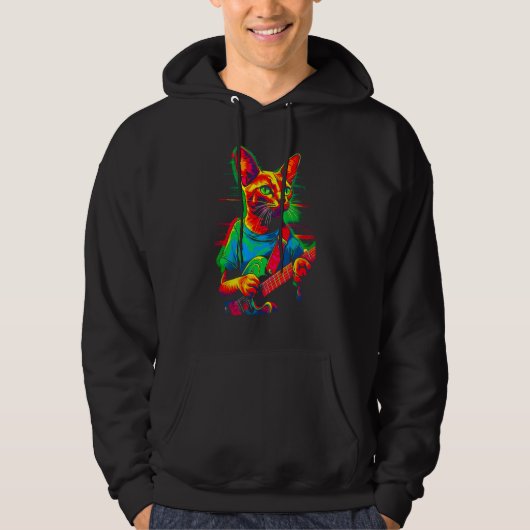 Abyssinian Cat Guitar Hoodie (Vorderseite)