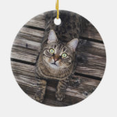 Abyssinian Cat Ho Ho Ho Weihnachtsmannmütze Meowy Keramik Ornament (Hinten)