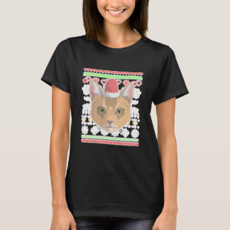 Abyssinian Cat Kitty Santa Claus Ugly T-Shirt