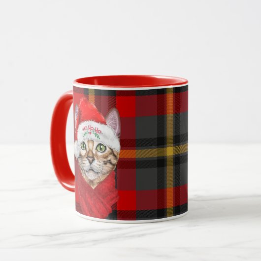 Abyssinian Cat Lover Karierte Weihnachten Tasse (Vorderseite Links)