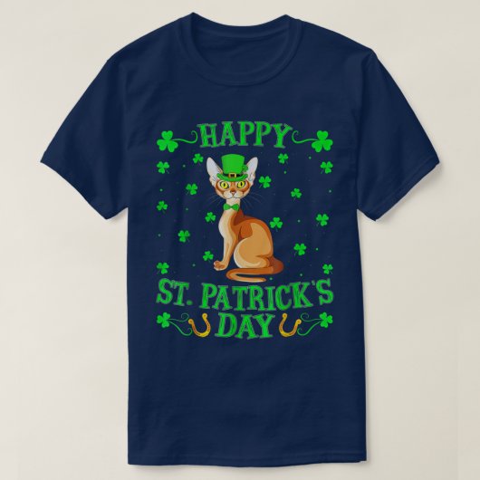 Abyssinian Cat Lover Leprechaun T-Shirt (Design vorne)