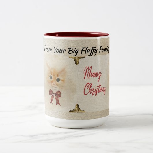 Abyssinian Cat Meowy Christmas Zweifarbige Tasse (Mittel)