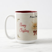 Abyssinian Cat Meowy Christmas Zweifarbige Tasse (Links)