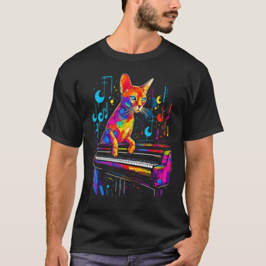 Abyssinian Cat Piano T-Shirt (Vorderseite)
