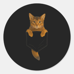 Abyssinian Cat Pocket Funny Gaben Cat Mama Cat Vat Runder Aufkleber