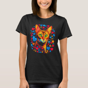 Abyssinian Cat Red Blue T-Shirt
