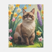 Abyssinian Cat Spring Flowers Malerei Fleecedecke (Vorderseite)