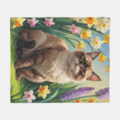 Abyssinian Cat Spring Flowers Malerei Fleecedecke (Vorderseite (Horizontal))
