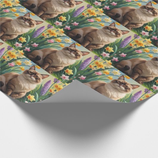 Abyssinian Cat Spring Flowers Malerei Geschenkpapier (Ecke)