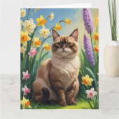 Abyssinian Cat Spring Flowers Malerei Karte (Vorderseite)