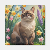 Abyssinian Cat Spring Flowers Malerei Magnet (Vorne)