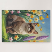 Abyssinian Cat Spring Flowers Malerei Puzzle (Horizontal)