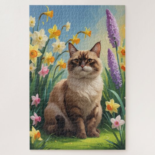 Abyssinian Cat Spring Flowers Malerei Puzzle (Vertikal)