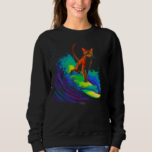 Abyssinian Cat Surf Sweatshirt (Vorderseite)