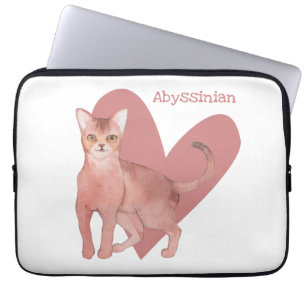 Abyssinian Cat Wasserfarbe Kitty Pink Herz Laptop Laptopschutzhülle
