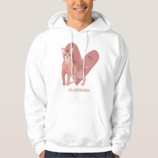 Abyssinian Cat Watercolor Kitty Pink Herz Hoodie