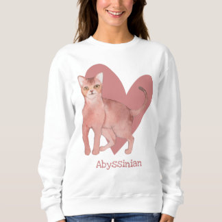 Abyssinian Cat Watercolor Kitty Pink Herz Sweatshirt