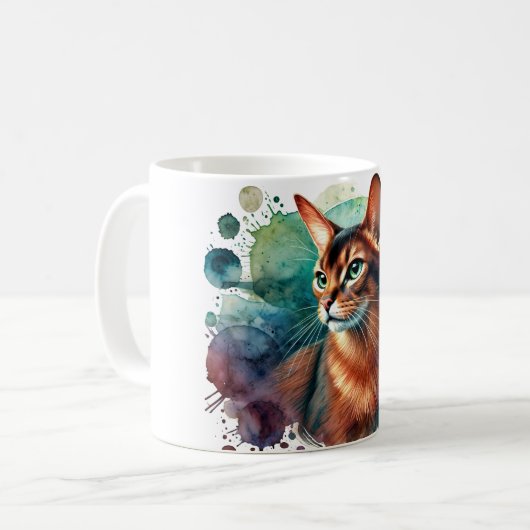 Abyssinian Cat Watercolor Tasse (Vorderseite Links)