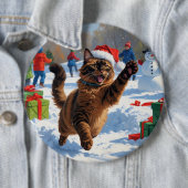 Abyssinian Cat Weihnachtsfest Schneeszene Button (Beispiel)
