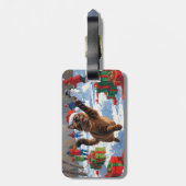 Abyssinian Cat Weihnachtsfest Schneeszene Gepäckanhänger (Rückseite vertikal)